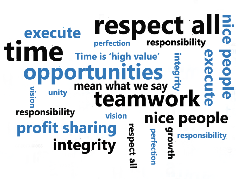 Merint group values word cloud
